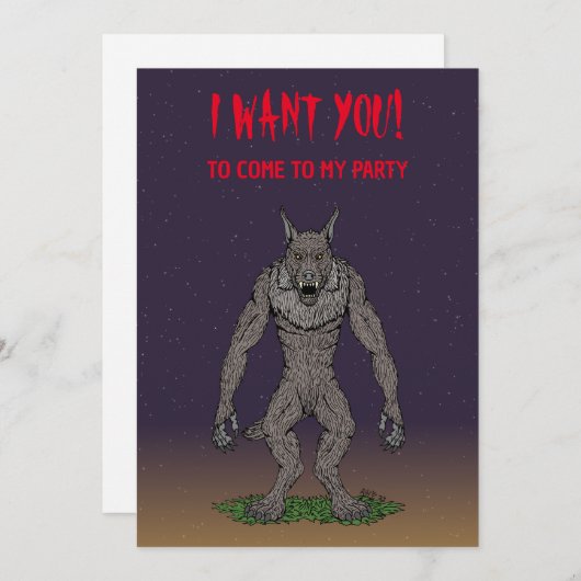Dogman Cryptid oder Werewolf Einladung (Vorne/Hinten)