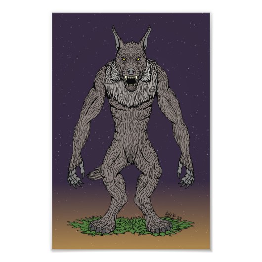Dogman Cryptid oder Werewolf Fotodruck (Vorne)