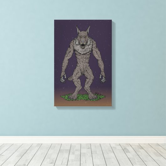 Dogman Cryptid oder Werewolf Leinwanddruck (Insitu (Holzboden))