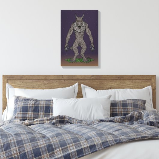Dogman Cryptid oder Werewolf Leinwanddruck (Insitu (Schlafzimmer))