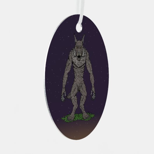 Dogman Cryptid oder Werewolf Ornament Aus Metall (Vorderseite Rechts)