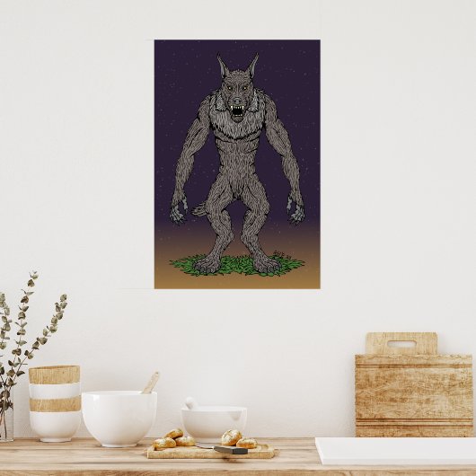 Dogman Cryptid oder Werewolf Poster (Küche)