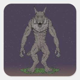 Dogman Cryptid oder Werewolf Quadratischer Aufkleber