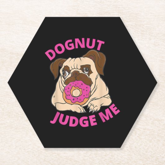 Dognut Judge Me Mops Hund isst Donut Untersetzer (Vorderseite)