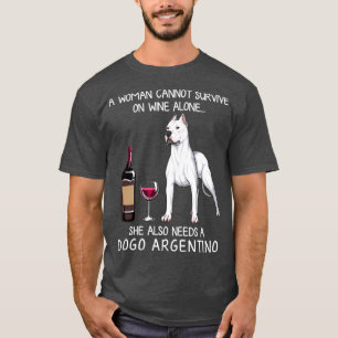 Dogo Argentino and wine Funny dog  T-Shirt