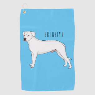 Dogo argentino Cartoon Illustration Golfhandtuch