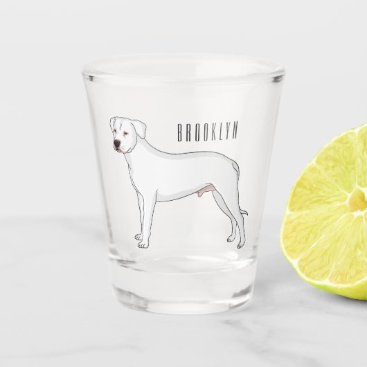 Dogo argentino Cartoon Illustration Schnapsglas (Vorderseite)