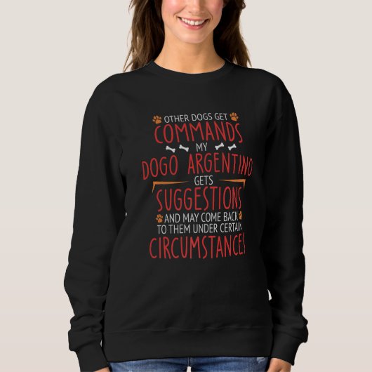Dogo Argentino Commands Sweatshirt (Vorderseite)