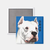 Dogo Argentino Farbblock Magnet (Vorderseite/Rückseite)