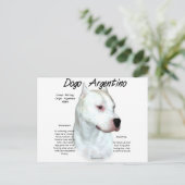 Dogo Argentino Geschichtsdesign Postkarte (Stehend Vorderseite)