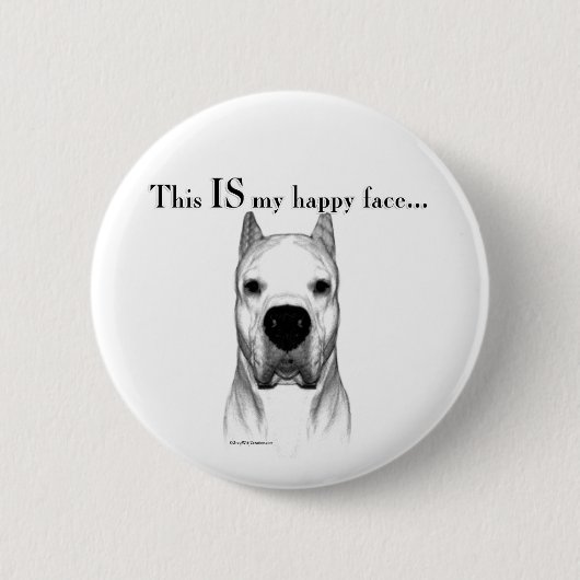 Dogo Argentino Happy Face Button (Vorderseite)
