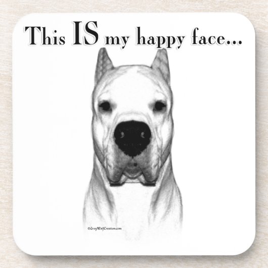 Dogo Argentino Happy Face Getränkeuntersetzer (Vorderseite)