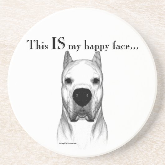 Dogo Argentino Happy Face Getränkeuntersetzer (Vorne)