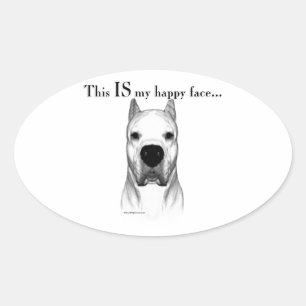Dogo Argentino Happy Face Ovaler Aufkleber