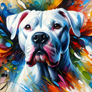 Dogo Argentino Hund Acryl Druck Bunt Puzzle