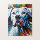 Dogo Argentino Hund Acryldruck | Bunt Puzzle (Vertikal)