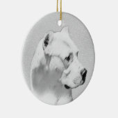 Dogo Argentino Malerei - Original Dog Art Keramik Ornament (Rechts)