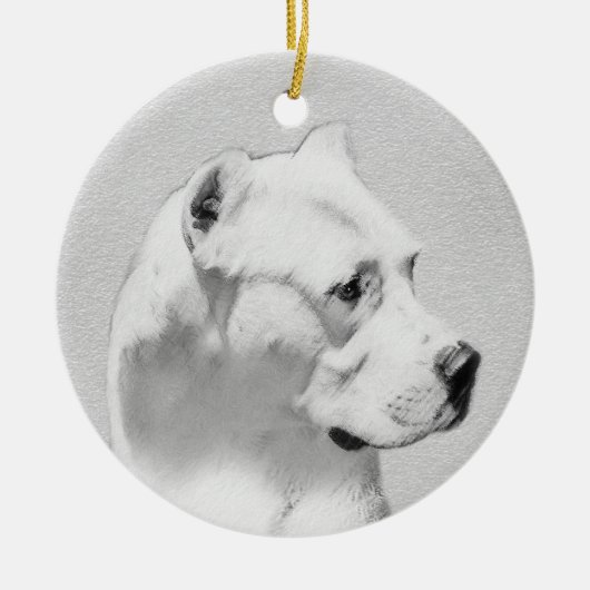 Dogo Argentino Malerei - Original Dog Art Keramik Ornament (Vorne)