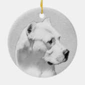 Dogo Argentino Malerei - Original Dog Art Keramik Ornament (Hinten)