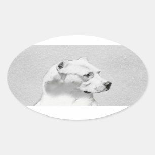 Dogo Argentino Malerei - Original Dog Art Ovaler Aufkleber