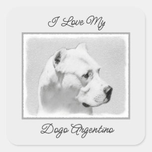 Dogo Argentino Malerei - Original Dog Art Quadratischer Aufkleber