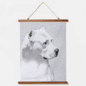 Dogo Argentino Malerei - Original Dog Art Wandteppich Mit Holzrahmen (Vorderseite)