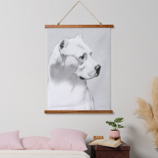 Dogo Argentino Malerei - Original Dog Art Wandteppich Mit Holzrahmen (Schlafzimmer)
