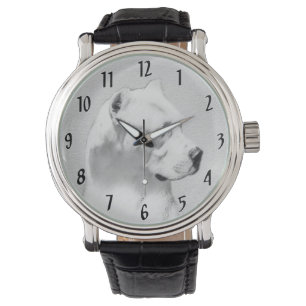 Dogo Argentino Malerei - Originale Hundekunst Armbanduhr