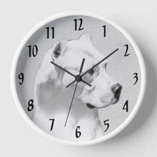 Dogo Argentino Malerei - Originale Hundekunst Uhr
