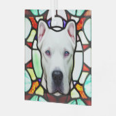 Dogo Argentino "Stains Glass" Ornament Aus Glas (Vorderseite links)