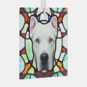 Dogo Argentino "Stains Glass" Ornament Aus Glas (Vorderseite Rechts)