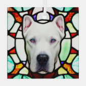 Dogo Argentino "Stains Glass" Ornament Aus Glas (Rückseite)