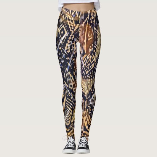 Dogon Schlamm-Stoff-Druck Leggings (Vorderseite)