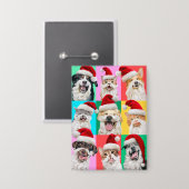 Dogs and Cats with Santa Beard Button (Vorderseite/Rückseite)