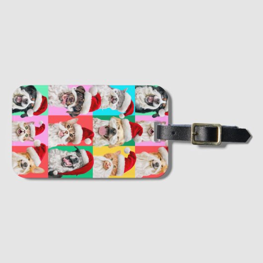Dogs and Cats with Santa Beard Gepäckanhänger (Vorderseite (Horizontal))