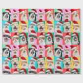 Dogs and Cats with Santa Beard Geschenkpapier (Flach)