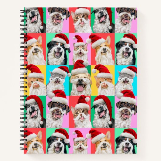 Dogs and Cats with Santa Beard Notizblock (Vorderseite)