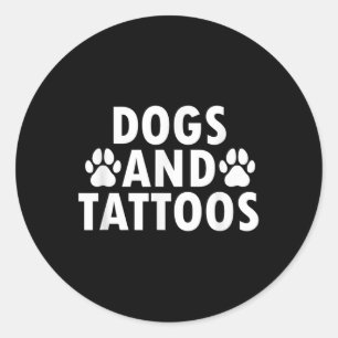 Dogs And Tattoos Runder Aufkleber