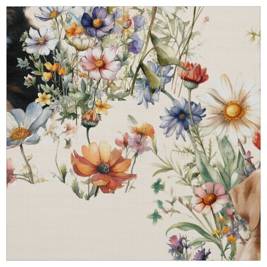 Dogs and Wildflowers Seamless Repeating Pattern Stoff (Muster)