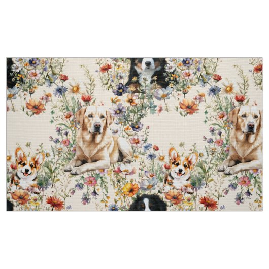 Dogs and Wildflowers Seamless Repeating Pattern Stoff (Fat Quarter (45,7 x 55,9 cm))