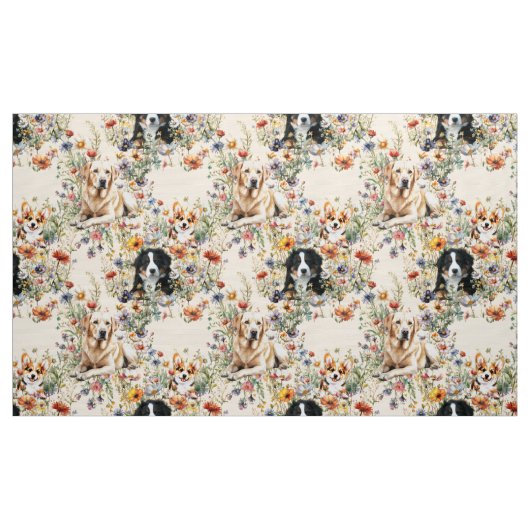Dogs and Wildflowers Seamless Repeating Pattern Stoff (Yard (91,4 cm))