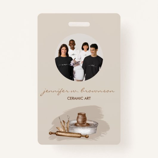 Dogs Cute Floral Photo Conferance Ausweis (Vorderseite)