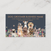 Dogs eight puppies with flowers Appoinment Visitenkarte (Vorderseite)