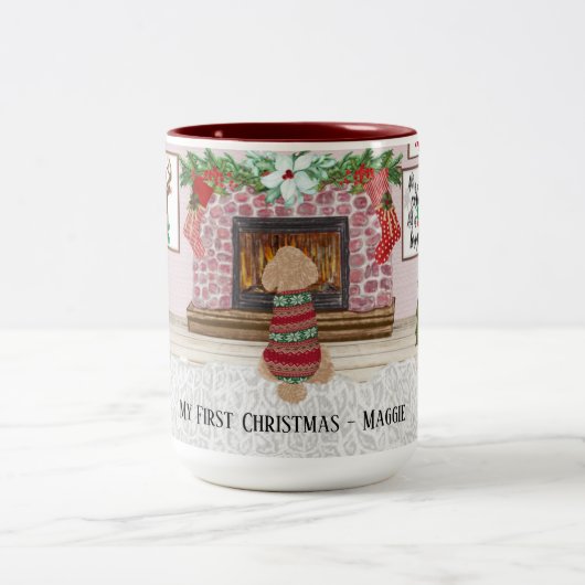 Dog's First Christmas Customize Zweifarbige Tasse (Mittel)