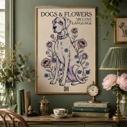 Dogs & Flowers Great Dane Kunstposter Poster