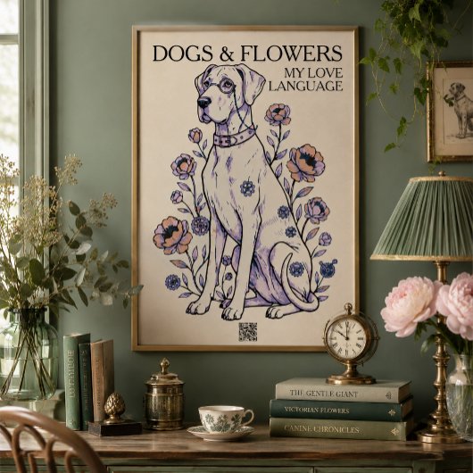 Dogs & Flowers Great Dane Kunstposter Poster