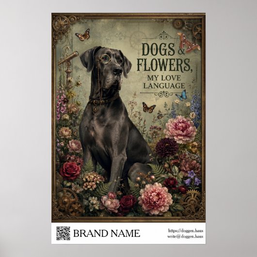Dogs & Flowers Great Dane Kunstposter Poster (Vorne)