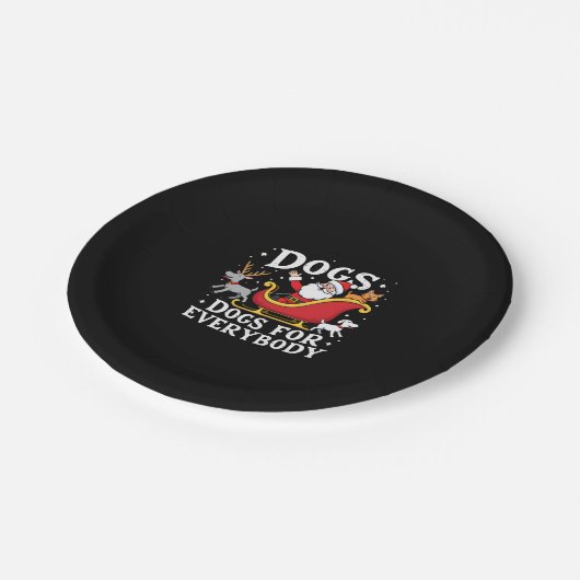 Dogs For Everybody Santa Funny Christmas Xmas (2) Pappteller (Schrägansicht)