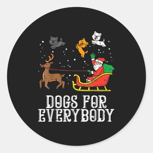 Dogs For Everybody Santa Funny Christmas Xmas Runder Aufkleber (Vorderseite)