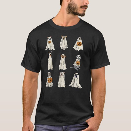 Dogs Ghost Cute Dogs Dressed As Ghost Funny Hallow T-Shirt (Vorderseite)